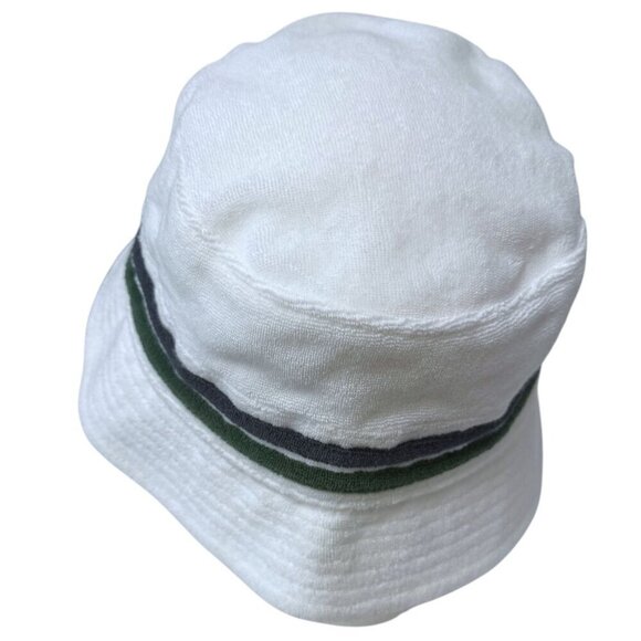 Terrycloth Bucket Hat Navy Green Stripe Preppy Tennis Golf - Picture 3 of 9